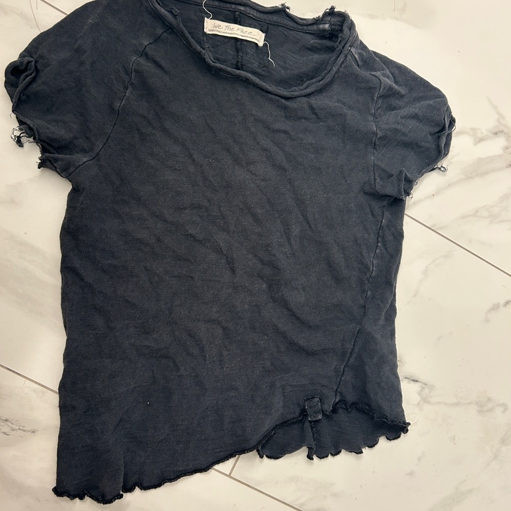 We The Free Distressed Gray Short Sleeve Tee